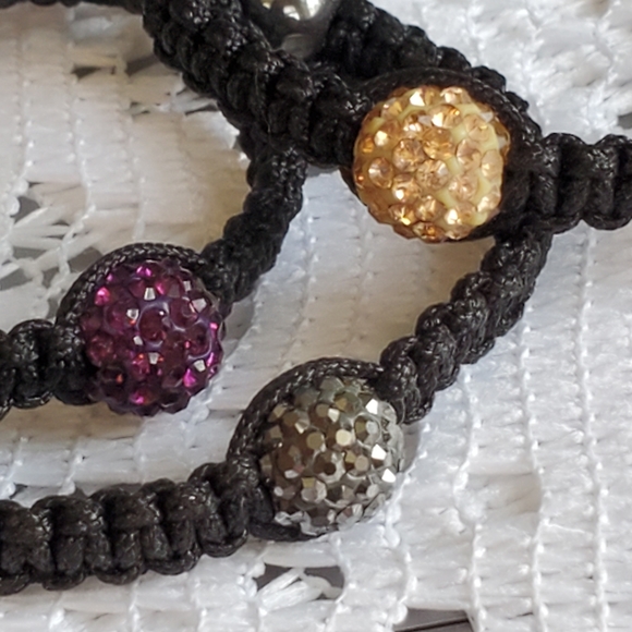 Three Single Bead Shamballa Type Bracelets - Picture 2 of 3